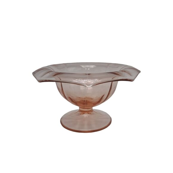 Federal Glass Pink Depression Glass Compote Pedestal Bowl Paneled 6 3/4" Vintage - Picture 1 of 6